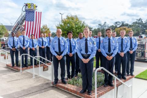 New members from Class 23-03 (above) stand out front of the Seminole County Fire Department.