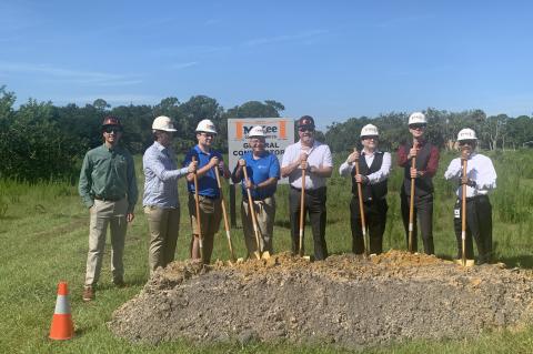 City officials, Aethernaut, Inc. owners and members of McKee Construction break ground on Richmond Avenue in Sanford for Aethernaut’s new facility (above, below). 