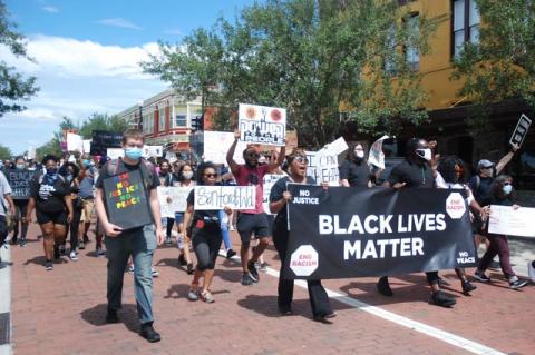 Hundreds march down 1st Street this weekend in a Black Lives Matter protest.