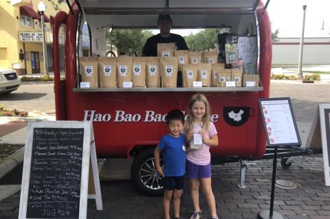 The Mann family runs Hao Bao Bao Coffee each Saturday at the Sanford Farmers Market.