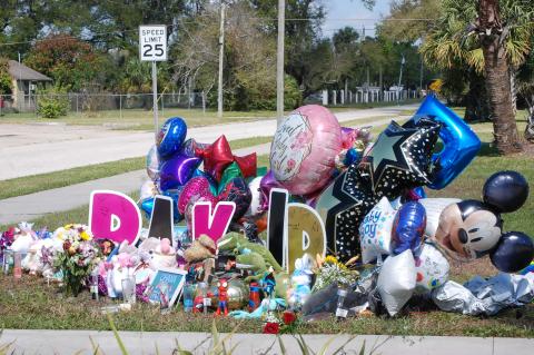 A memorial appeared over the weekend on Historic Goldsboro Boulevard to honor the two children killed in a crash on Friday.