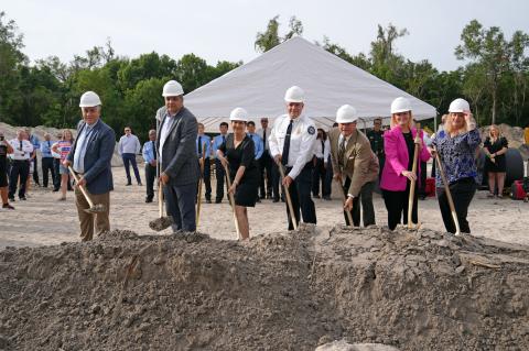 Seminole County Commissioners and building officials break ground on the new Fire Station 39.