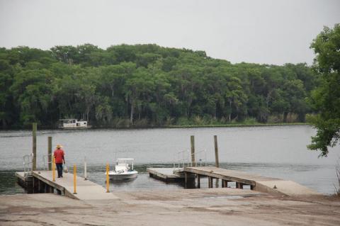 Gregory McIntyre, a local fisherman, headed out on the St. Johns River from Wayside Park on Friday morning.