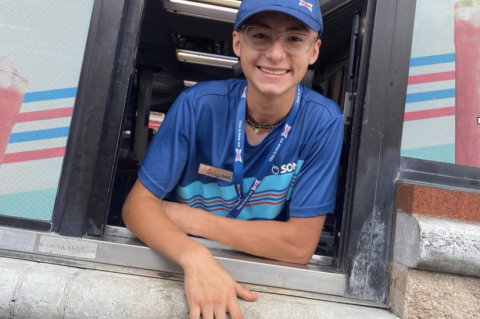 Grayson Zrelak (above) at his job at Sonic Drive-In.