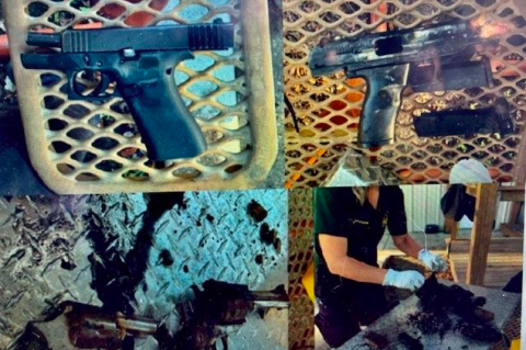 Photos from the Seminole County Sheriff’s Office show the guns located during a search of Lake Monroe. 