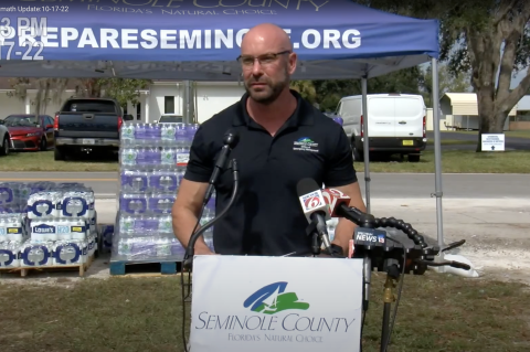 Seminole County Emergency Manager Alan Harris speaks during a news conference Monay at the Rural Heritage Center.