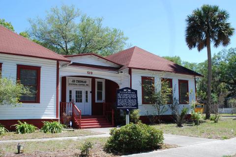 Before it was burned down, the Little Red Schoolhouse sat at 519 S. Palmetto Ave. 