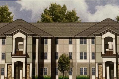 A rendering (above) shows what the completed housing project on Oleander Avenue will eventually look like. 