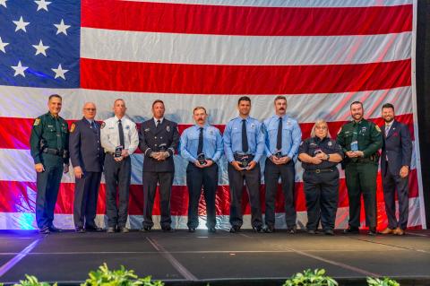 Members of the Seminole County Fire Department and Seminole County Sheriff’s Office accept their awards at the Central Florida Hotel & Lodging Association’s (CFHLA) Annual Patriot Remembrance Day Breakfast.