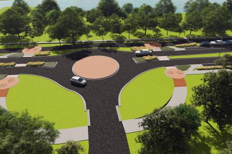 A rendering from the City of Sanford shows how Seminole Boulevard will eventually look once the roundabout in front of the Zoo is complete. 