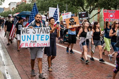 Seminole County residents held a peaceful protest Wednesday due to the Seminole County Commission’s decision to mandate citizens be required to wear masks in public starting on Wednesday, July 1.