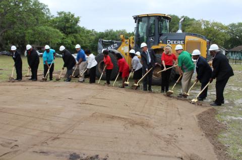 Sanford officials gathered at 400 Locust Avenue for the groundbreaking on the site of the future Georgetown Square Apartments on Wednesday afternoon.