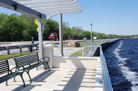 A picture shows the beginning of Phase 3 of the Sanford RiverWalk before Seminole Boulevard closed. 