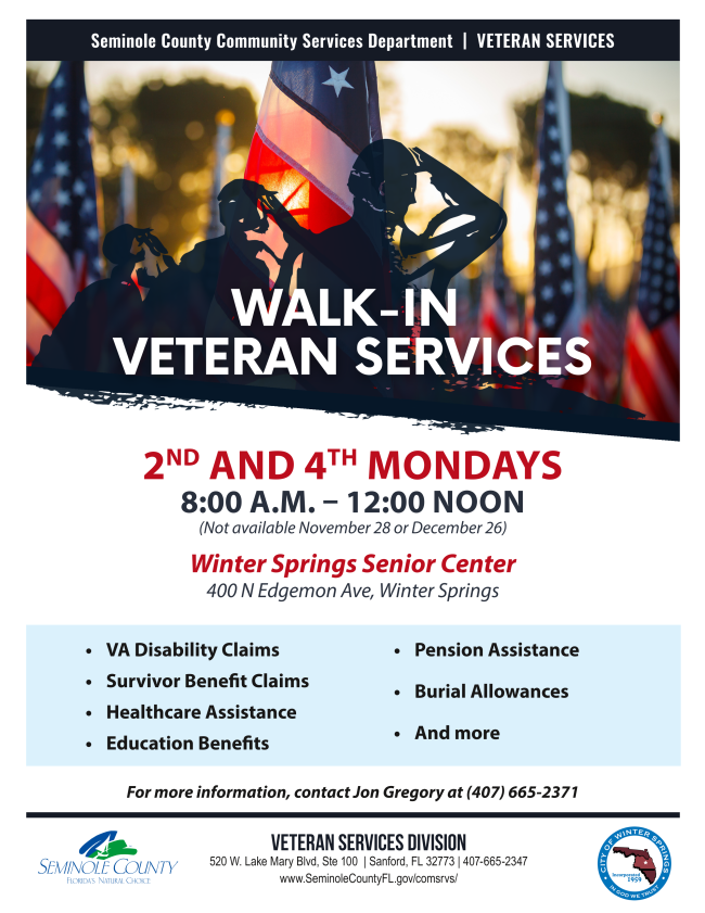 Walk-In Veteran Services Offered at Winter Springs Senior Center ...